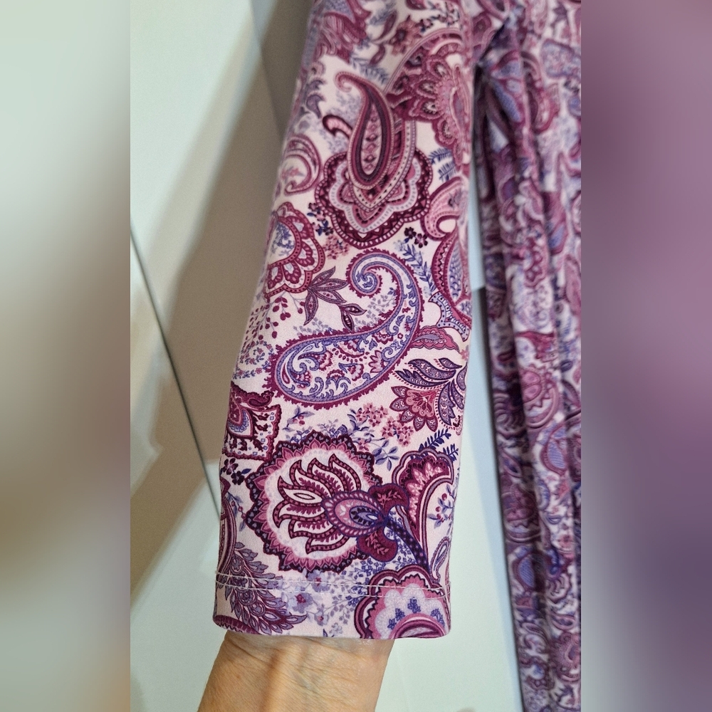 Lands' End Cotton Paisley Night Gown Long Sleeve Size XL Purple Pink - Picture 6 of 9